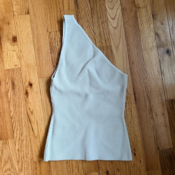 Babaton Sculpt Knit One Shoulder Cream Top - Picture 3 of 4